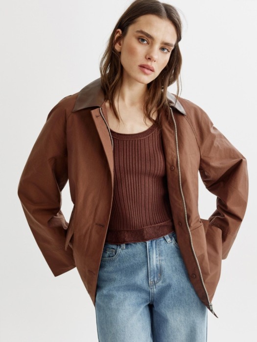 куртка с контрастным воротником из экокожи 4610517807915 фотография