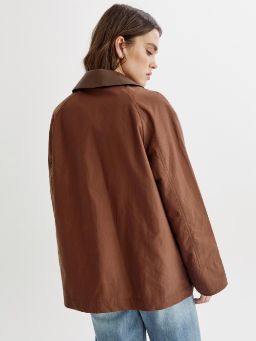 куртка с контрастным воротником из экокожи по цене 5999 руб вид справа