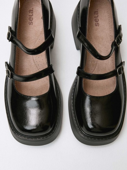лакированные туфли из натуральной кожи для девочек от бренда sela вид слева