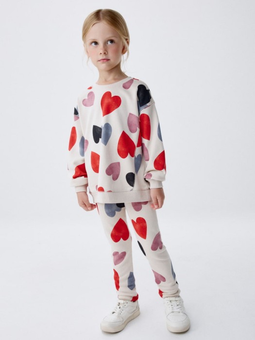 леггинсы из футера с принтом для девочек от бренда sela вид слева