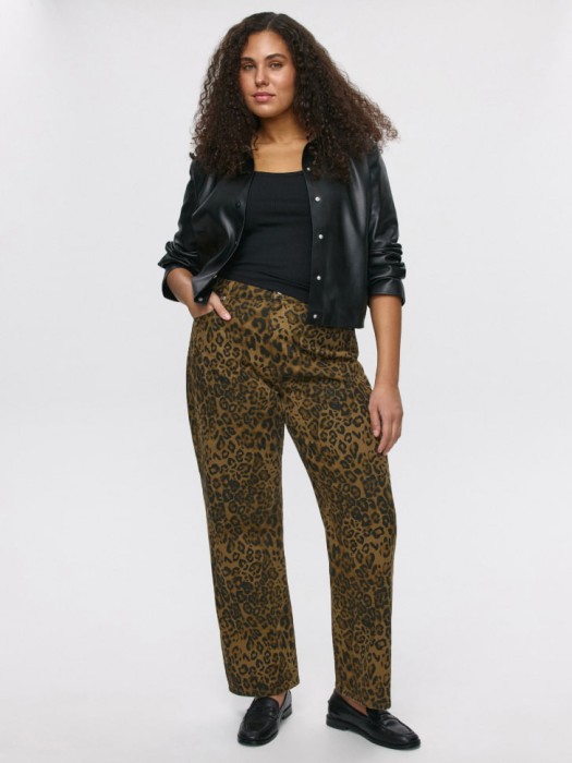 леопардовые джинсы straight fit от бренда sela вид слева