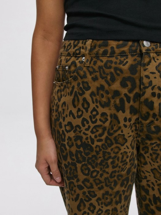 леопардовые джинсы straight fit из хлопка спереди