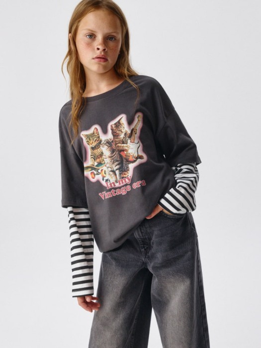 лонгслив оверсайз с принтом для девочек 4680798364940 фотография