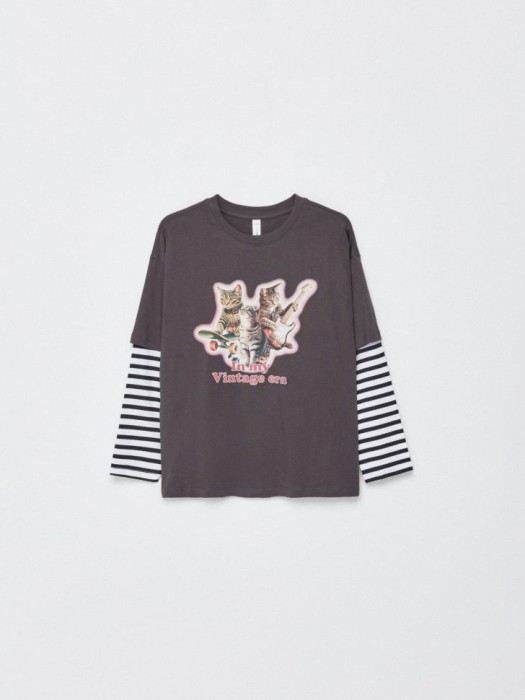 лонгслив оверсайз с принтом для девочек по цене 999 руб вид справа