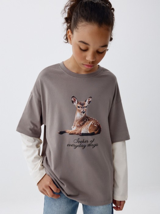 лонгслив оверсайз с принтом для девочек 4680798111810 фотография