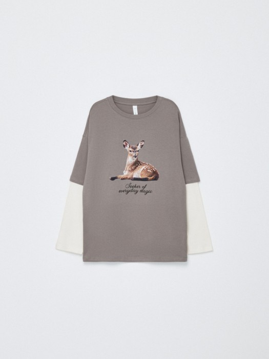 лонгслив оверсайз с принтом для девочек по цене 999 руб вид справа