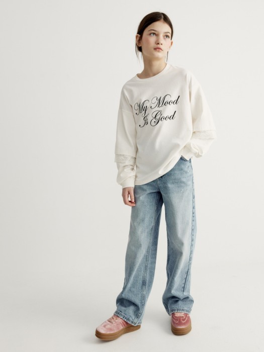 лонгслив оверсайз с принтом для девочек от бренда sela вид слева