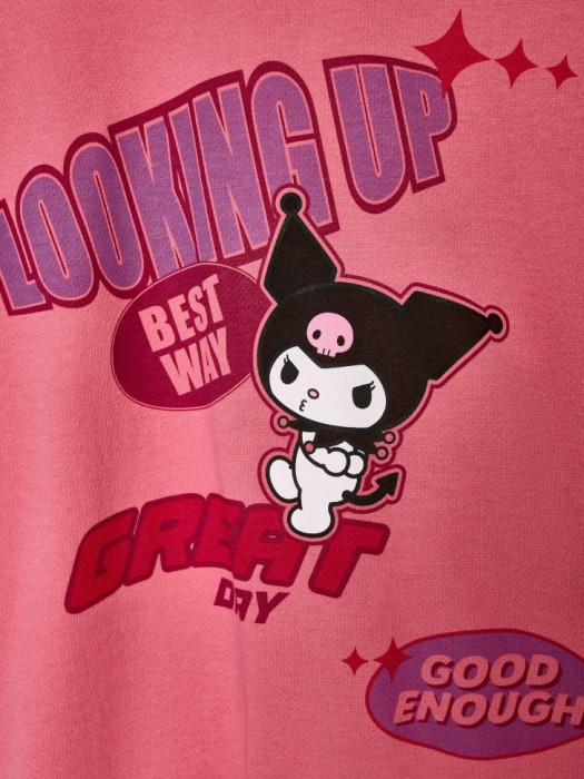 лонгслив оверсайз с принтом hello kitty из хлопка спереди