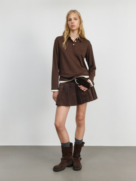 лонгслив-поло из линейки  young от бренда sela вид слева