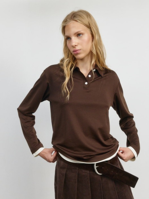 лонгслив-поло из линейки  young из россии вид сбоку