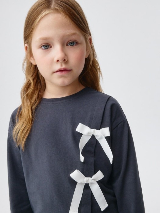 лонгслив с бантиками для девочек из россии вид сбоку