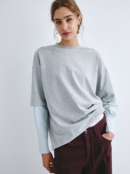 лонгслив с имитацией двухслойности из линейки  young из россии вид сбоку