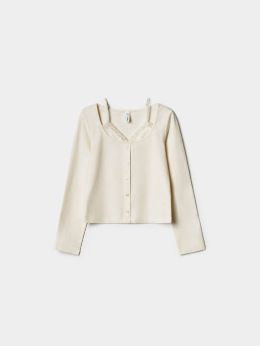 лонгслив с многослойным дизайном для девочек по цене 999 руб вид справа