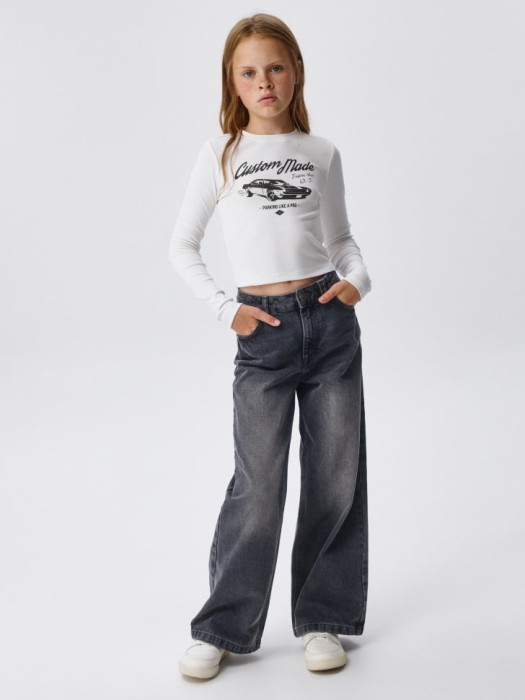 лонгслив с принтом для девочек от бренда sela вид слева