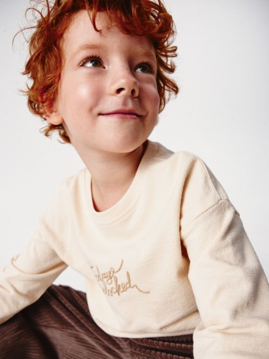 лонгслив с вышивкой для мальчиков из хлопка спереди