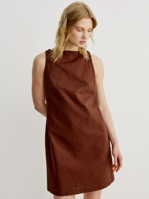 мини платье из смесового льна из россии вид сбоку