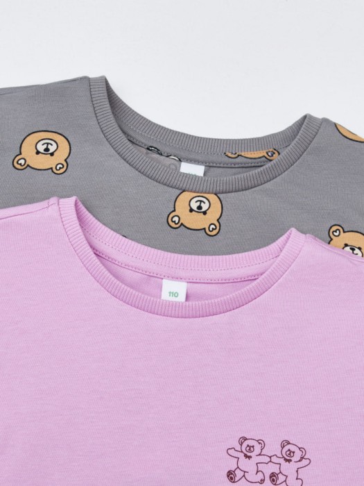 набор из 2 лонгсливов для девочек от бренда sela вид слева