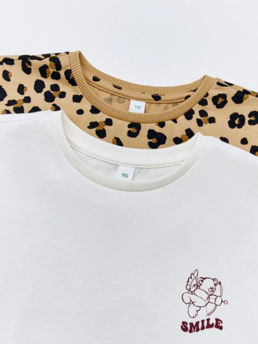 набор из 2 лонгсливов для девочек от бренда sela вид слева