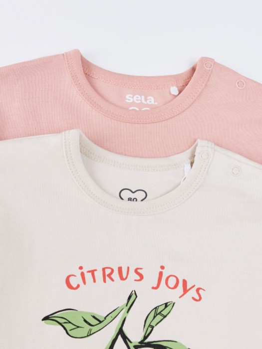 набор из 2 лонгсливов для малышей от бренда sela вид слева