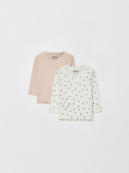 набор из 2 лонгсливов для малышей от бренда sela вид слева