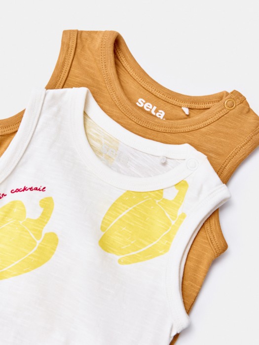 набор из 2 трикотажных боди без рукавов для малышей от бренда sela вид слева