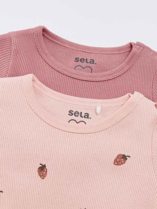 набор из 2 трикотажных боди с длинным рукавом для малышей от бренда sela вид слева