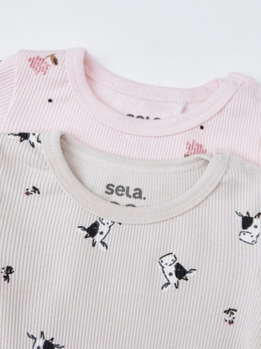 набор из 2 трикотажных боди с длинным рукавом для малышей по цене 999 руб вид справа