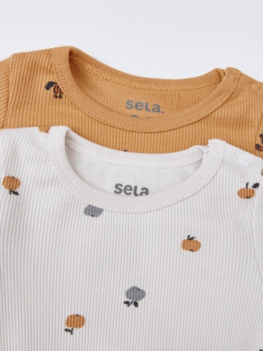 набор из 2 трикотажных боди с длинным рукавом для малышей по цене 999 руб вид справа