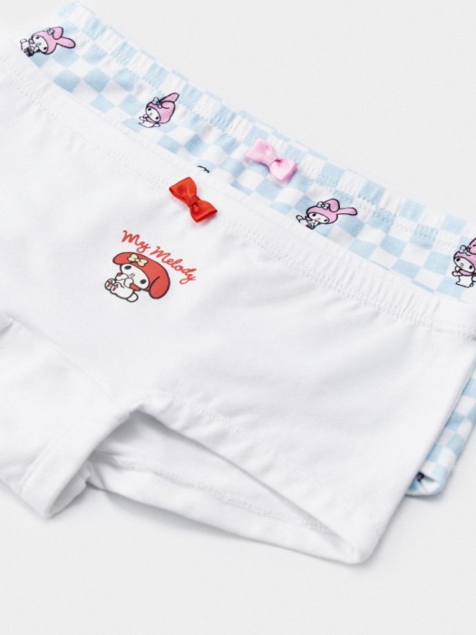 набор из 2 трусов-шортиков с принтом hello kitty my melody для девочек от бренда sela вид слева