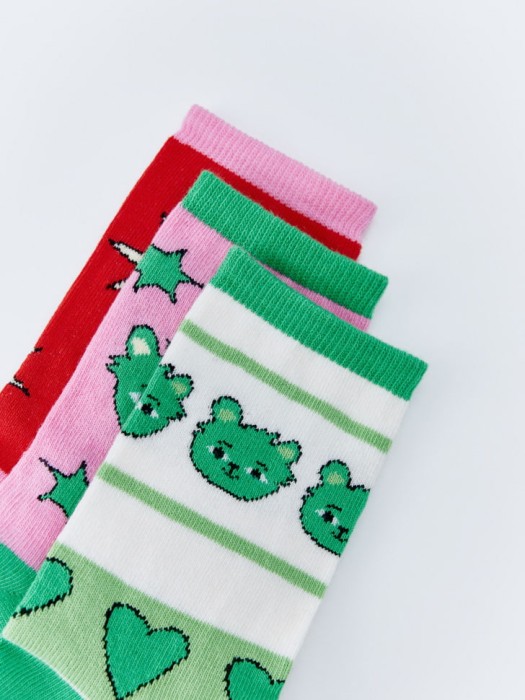 набор из 3 пар новогодних носков с вигге для девочек от бренда sela вид слева
