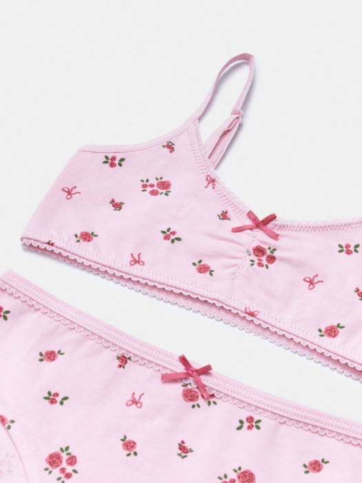 набор из топа и трусов-слипов с принтом для девочек от бренда sela вид слева