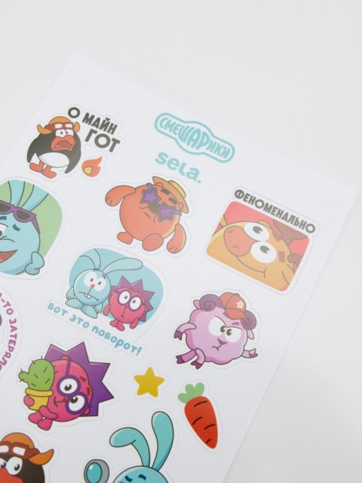 набор наклеек детский из коллекции  x смешарики от бренда sela вид слева