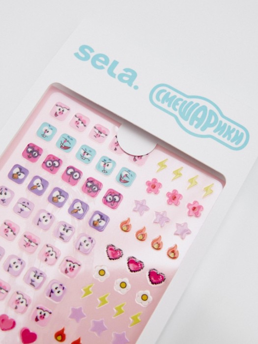 набор наклеек для ногтей детский  x смешарики от бренда sela вид слева
