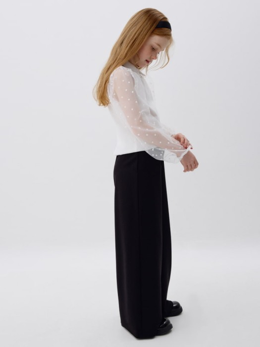 нарядная трикотажная блузка для девочек от бренда sela вид слева