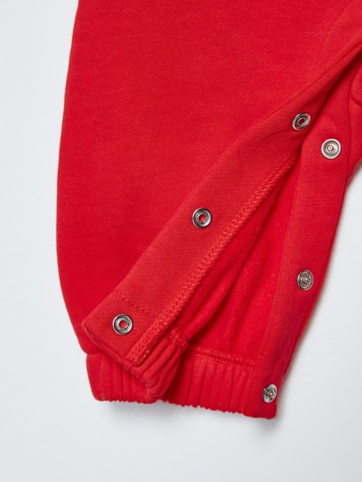 новогодний комбинезон из футера с начесом для малышей из хлопка спереди