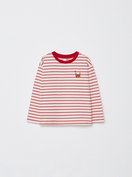 новогодний лонгслив в полоску с вышивкой для мальчиков по цене 1299 руб вид справа