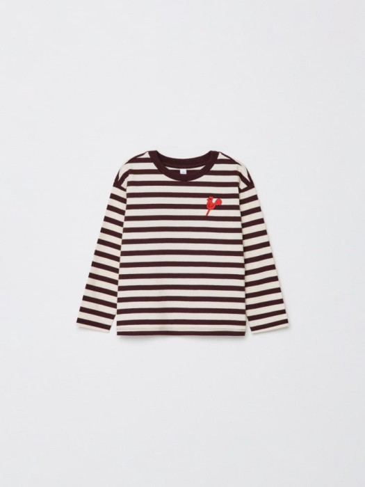 новогодний лонгслив в полоску с вышивкой для мальчиков по цене 1299 руб вид справа