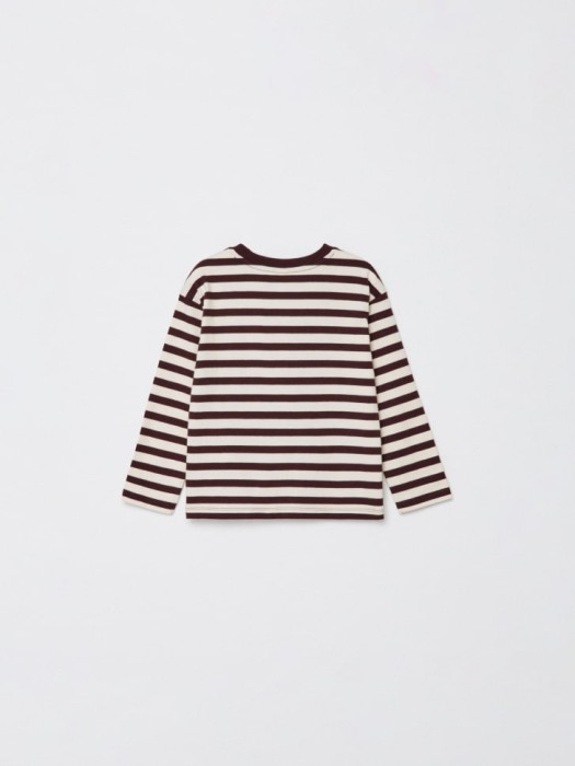 новогодний лонгслив в полоску с вышивкой для мальчиков из россии вид сбоку