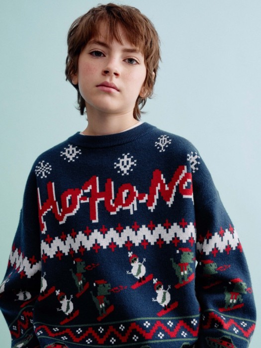 новогодний вязаный джемпер детский 4610517101624 фотография
