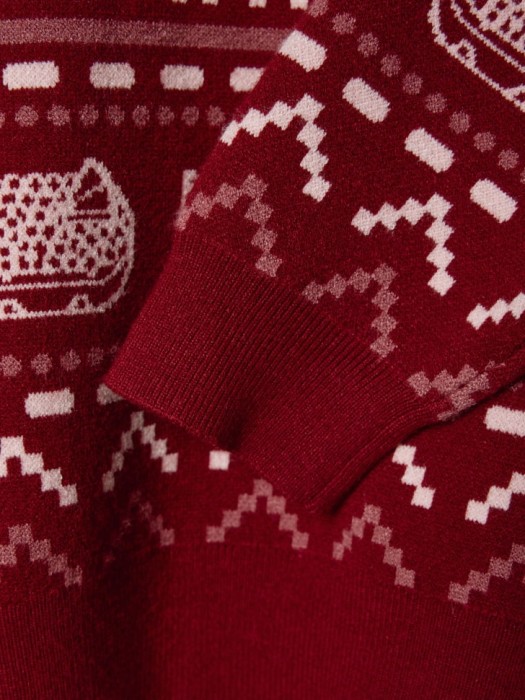 новогодний вязаный джемпер для девочек из хлопка спереди