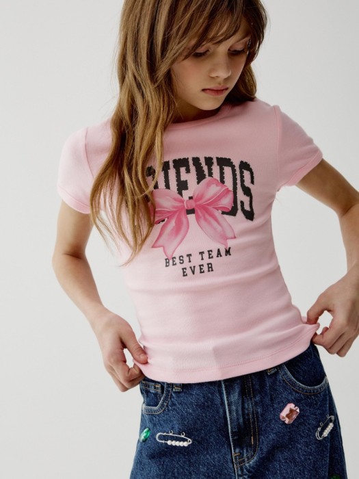 облегающая футболка с принтом для девочек по цене 999 руб вид справа