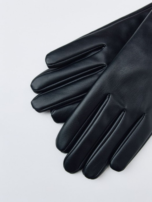 перчатки из экокожи с шерстяной подкладкой из россии вид сбоку