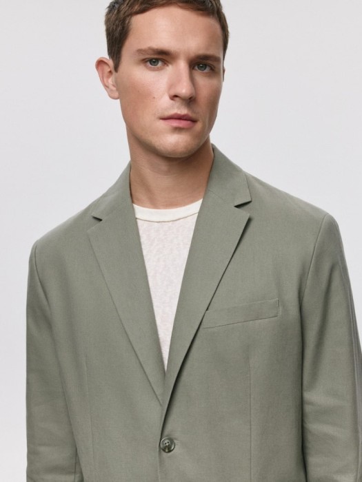 пиджак из смесового льна и хлопка из хлопка спереди
