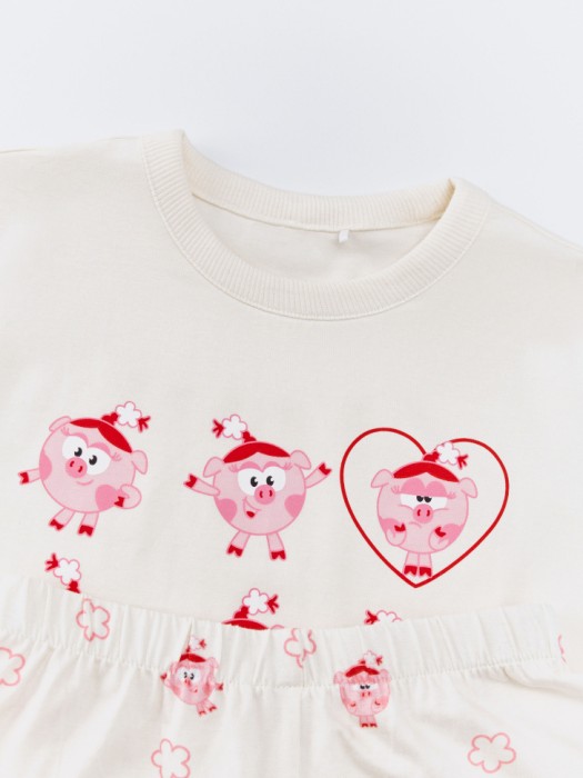 пижама для девочек с принтом  x смешарики из хлопка спереди