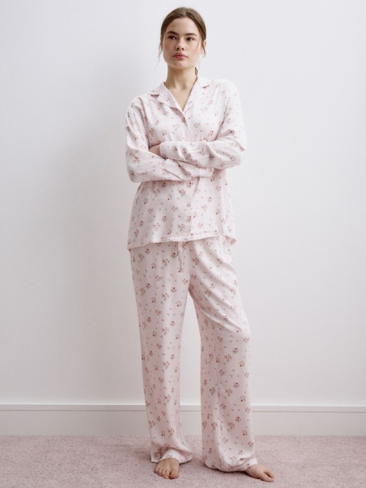 пижама из струящейся вискозы с принтом для взрослого возраста с изнаночной стороны