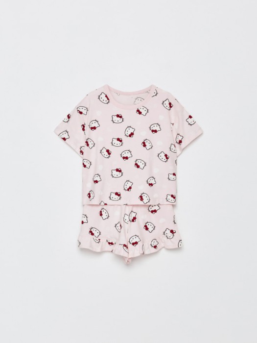 пижама с принтом hello kitty для девочек из россии вид сбоку