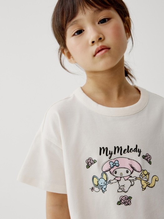 пижама с принтом hello kitty my melody для девочек из хлопка спереди