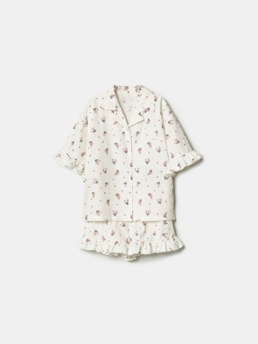 пижама с рубашкой и шортами из хлопка для девочек из россии вид сбоку