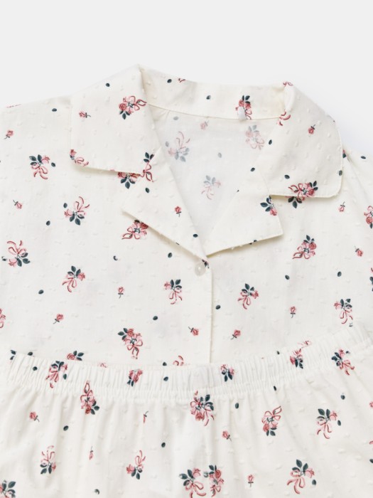 пижама с рубашкой и шортами из хлопка для девочек из хлопка спереди