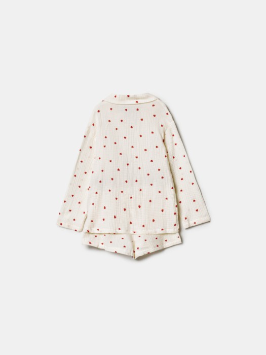 пижама с рубашкой и шортами из муслина для девочек из хлопка спереди